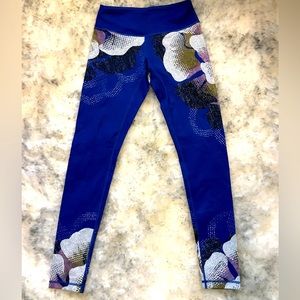 Blue Floral Workout Fitness Leggings
